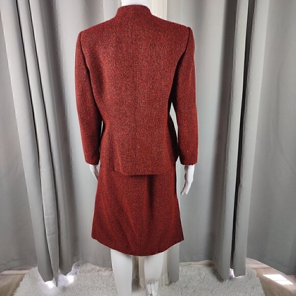 Kasper A.S.L. Red, Orange, Black, Petite Women's Skirt And Blazer Size 8P - Picture 3 of 16